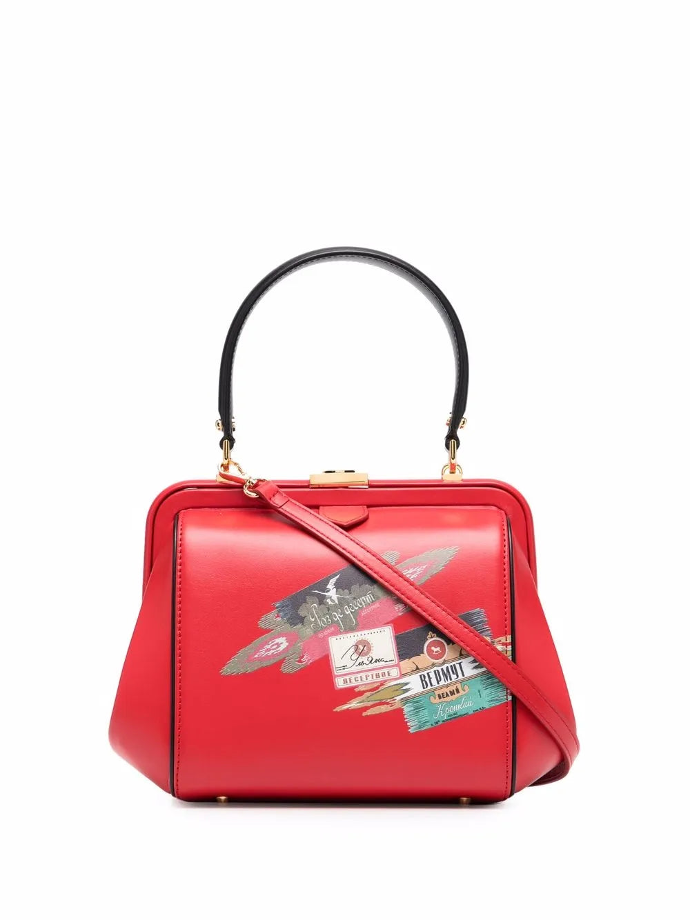 Ulyana Sergeenko graphic print leather tote