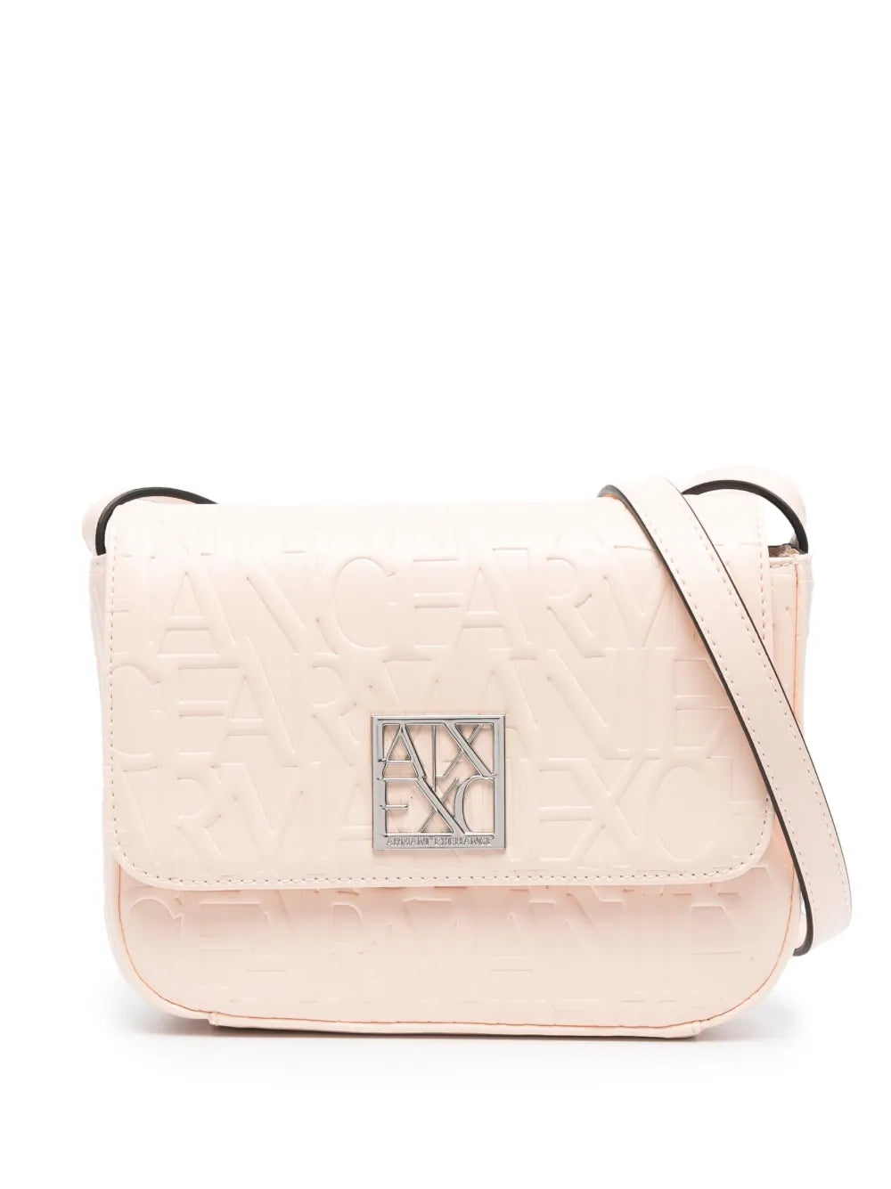 Armani Exchange embossed logo leather shoulder bag