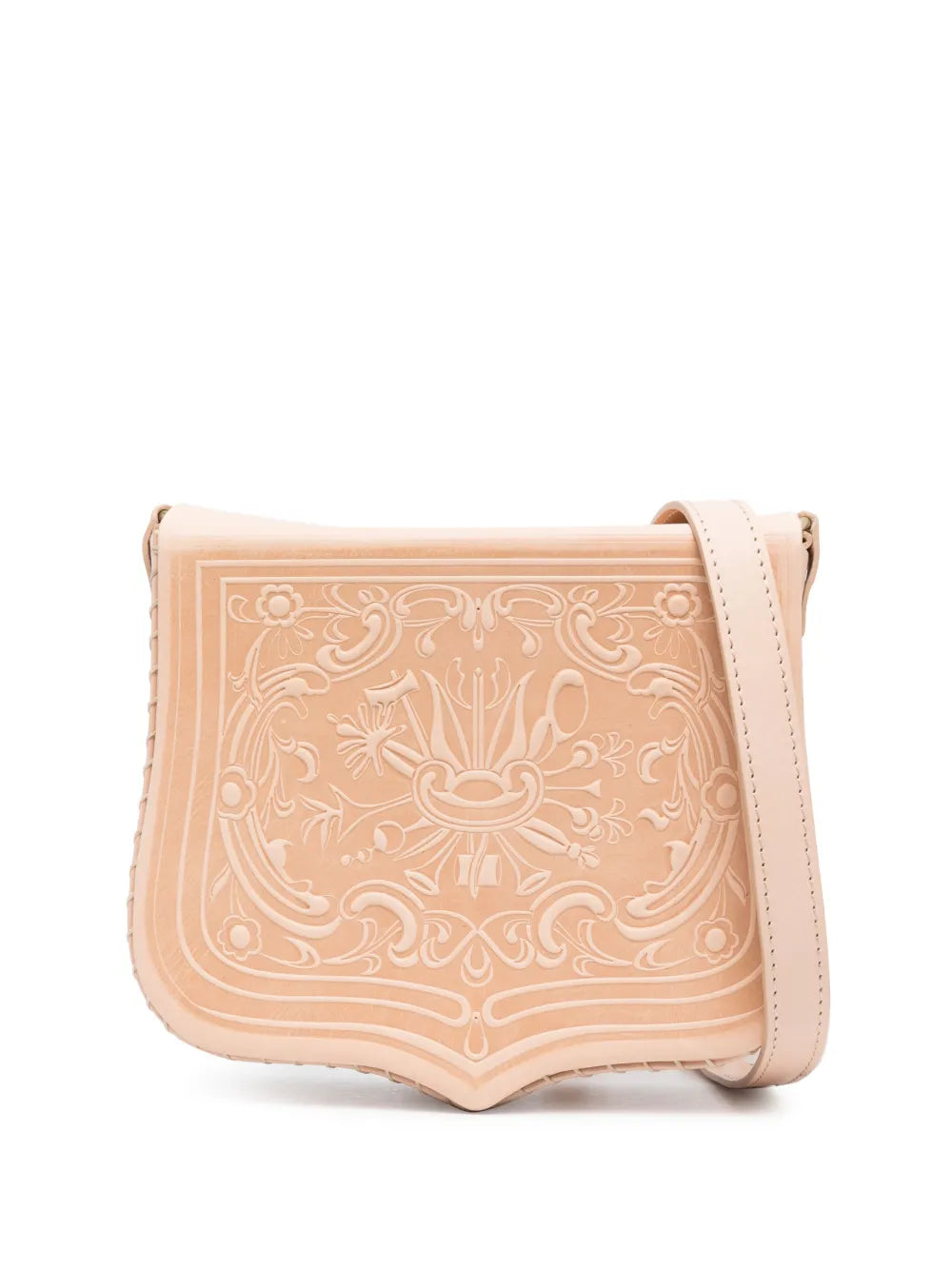 Zeus? embossed design leather crossbody bag