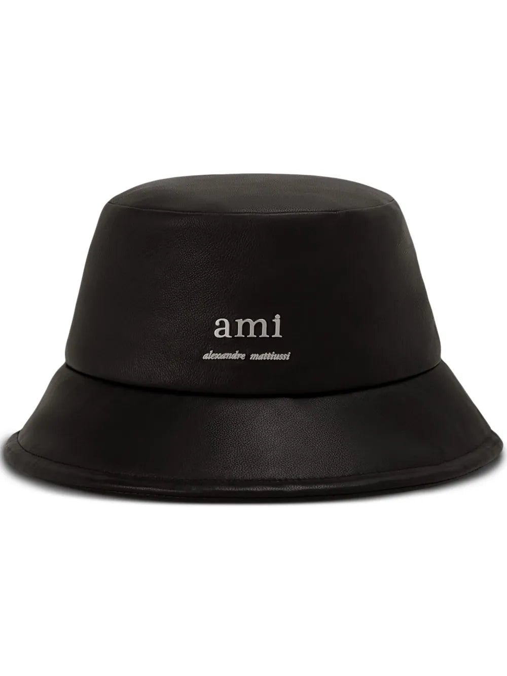 AMI Paris logo plaque leather bucket hat