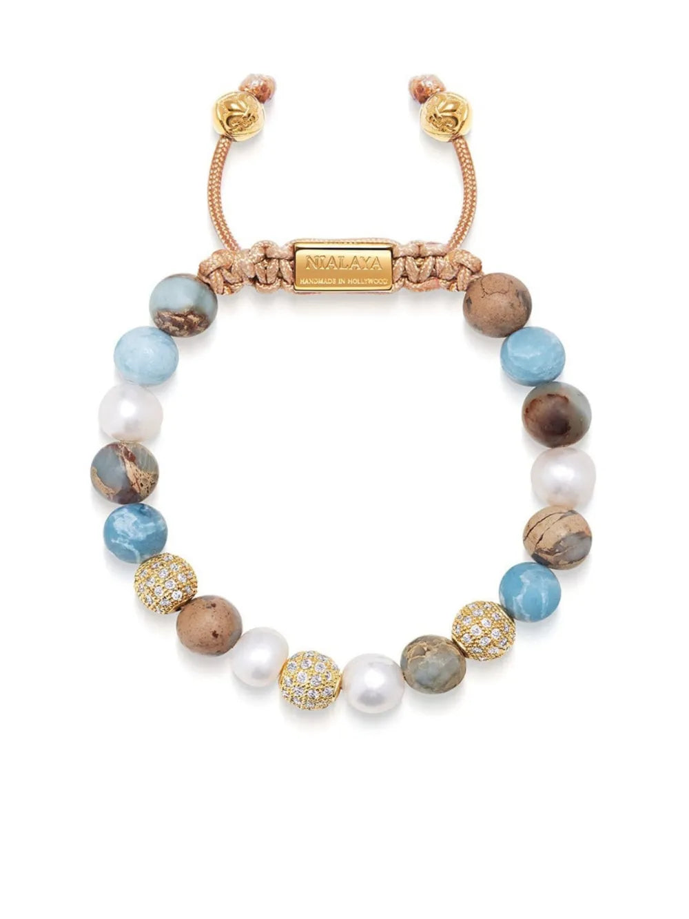 Nialaya Jewelry pearl larimar opal beaded bracelet