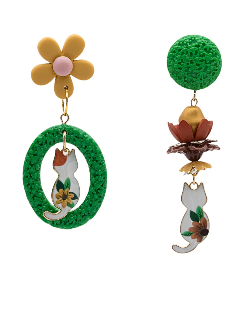 Amir Slama cat motif drop earrings