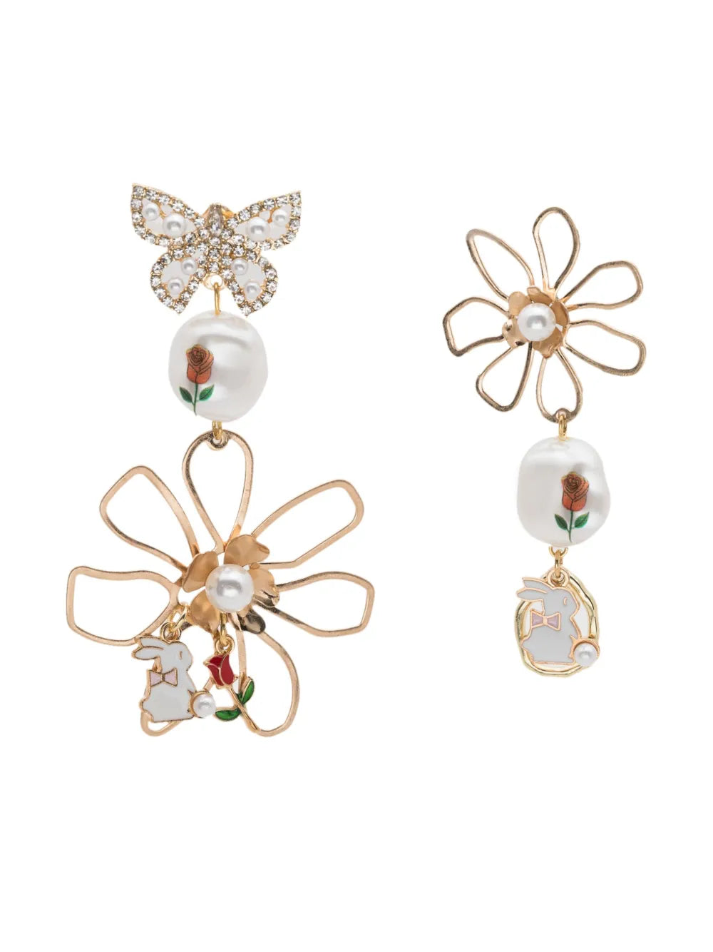 Amir Slama flower bunny motif drop earrings