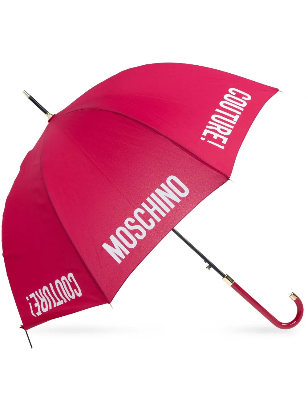 Moschino logo print crook handle umbrella