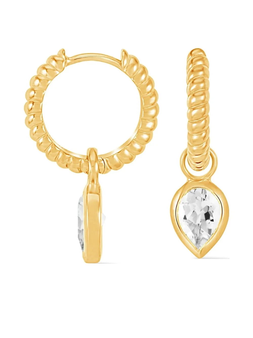 DOWER AND HALL twist huggie charm hoop earrings