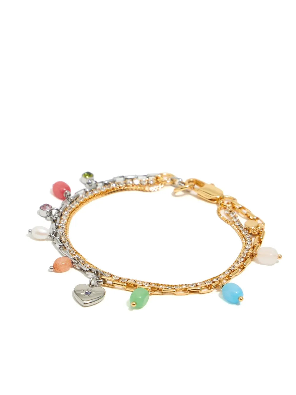 Bimba y Lola gemstone detail multi chain bracelet