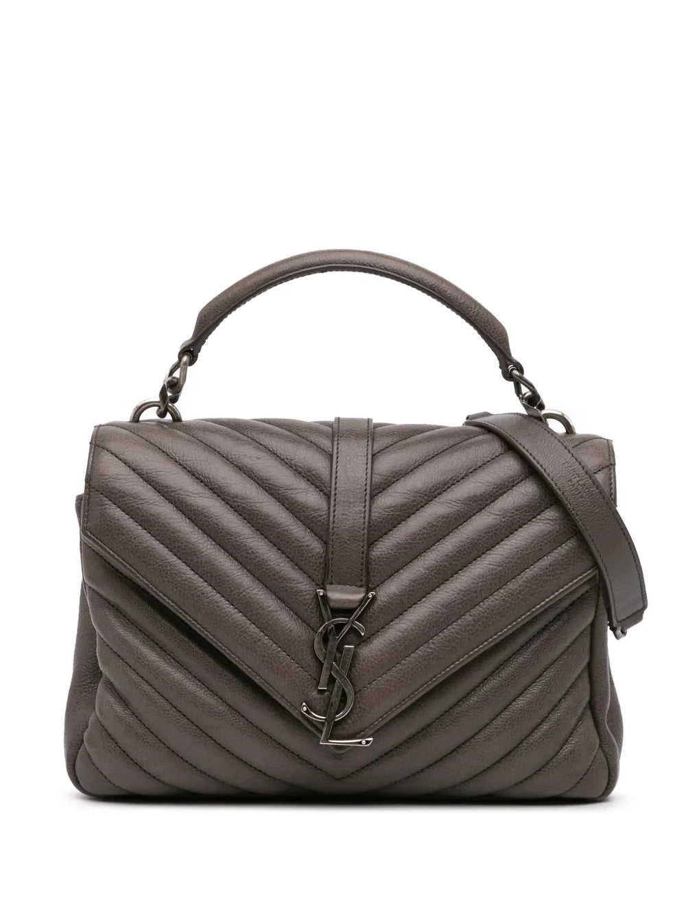 Saint Laurent 2016 Medium Monogram Chevron Sheepskin College satchel