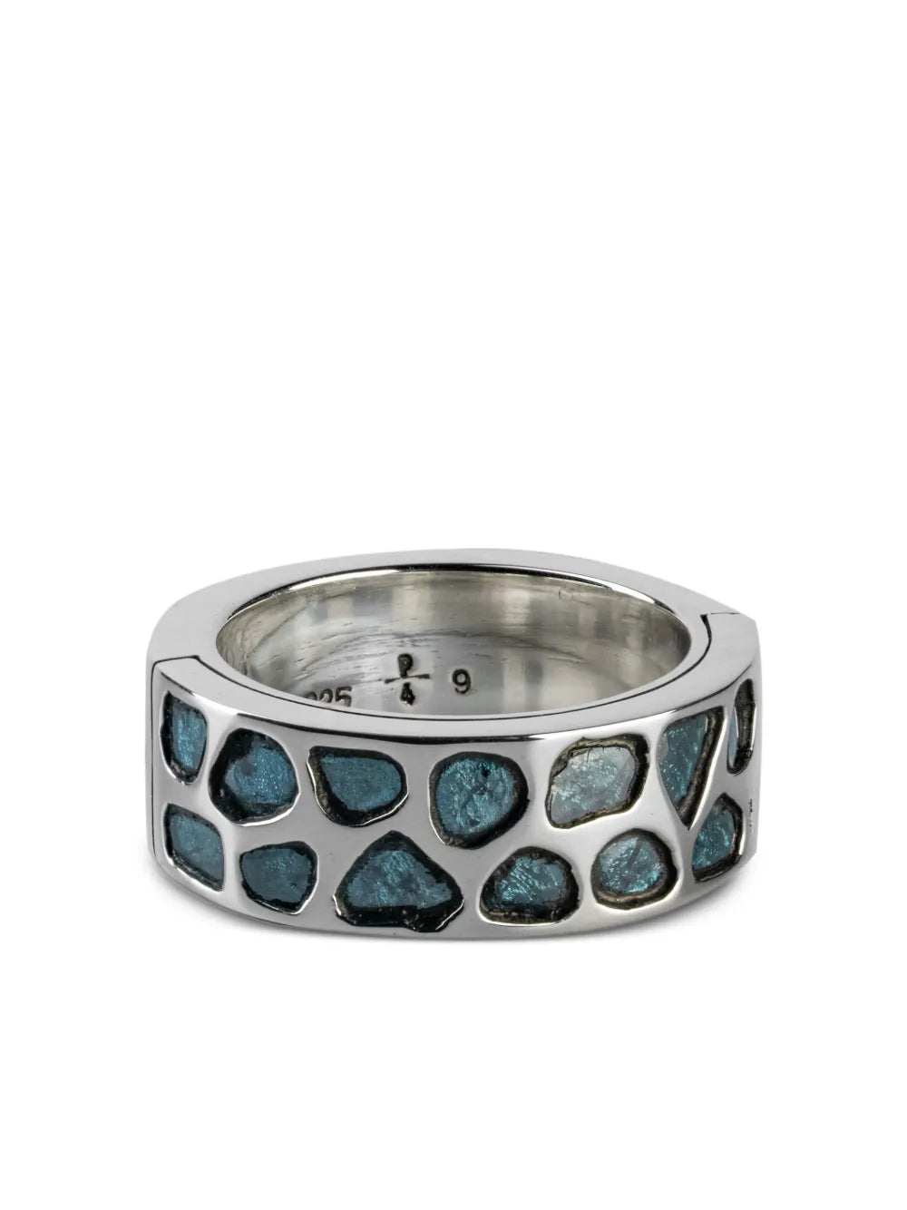 Parts of Four pavé set slab ring