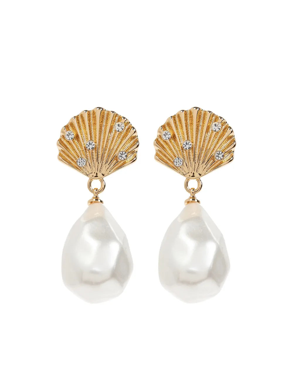 Self-Portrait shell shaped faux pearl drop earrings