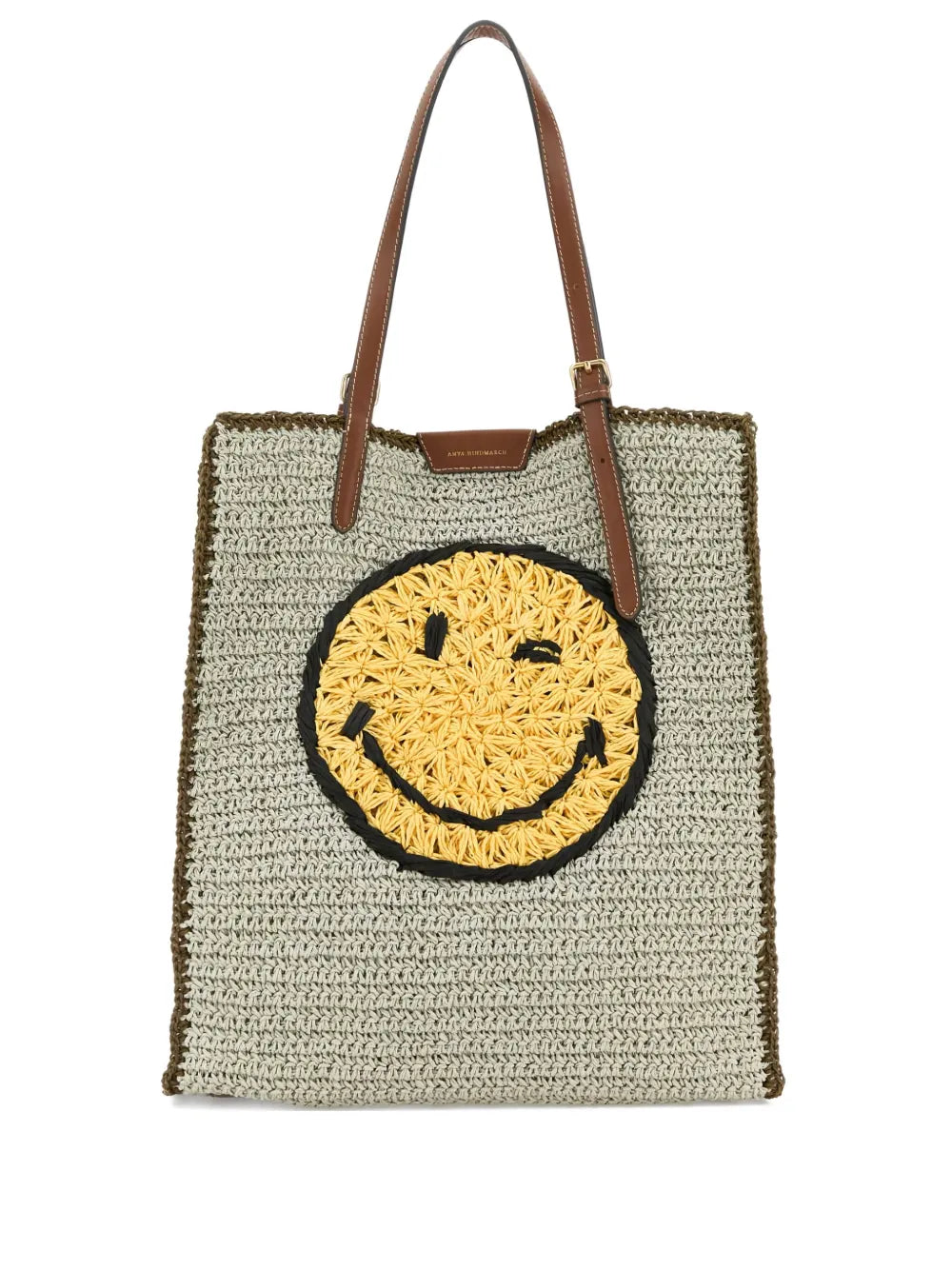 Anya Hindmarch smiley motif woven tote bag