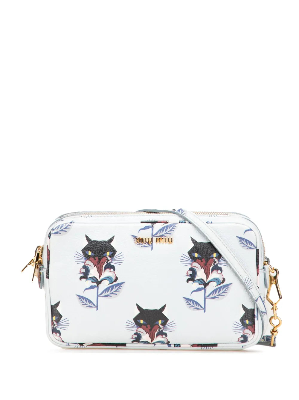 Miu Miu 2010 2025 Goatskin Madras Cat Print Double Zip crossbody bag