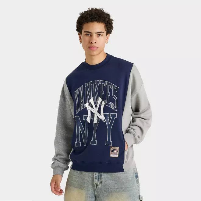 Men's Mitchell & Ness New York Yankees MLB Split Crewneck Sweatshirt