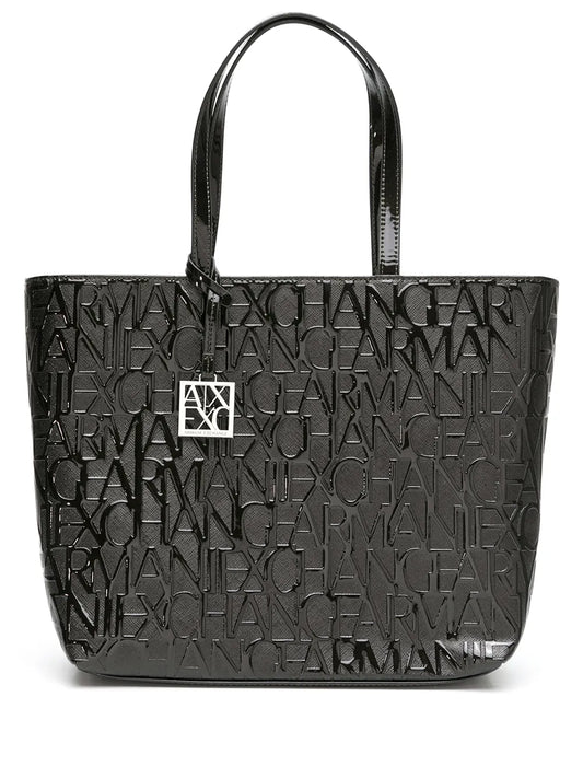 Armani Exchange monogram logo print tote bag
