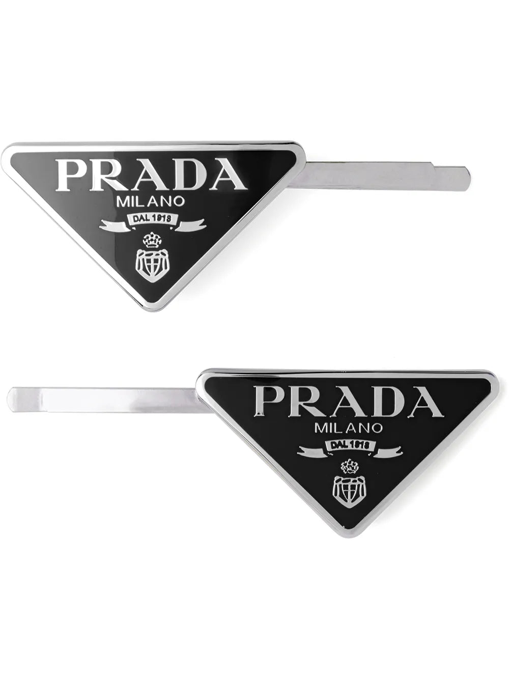 Prada triangle logo hair clips (set of two)