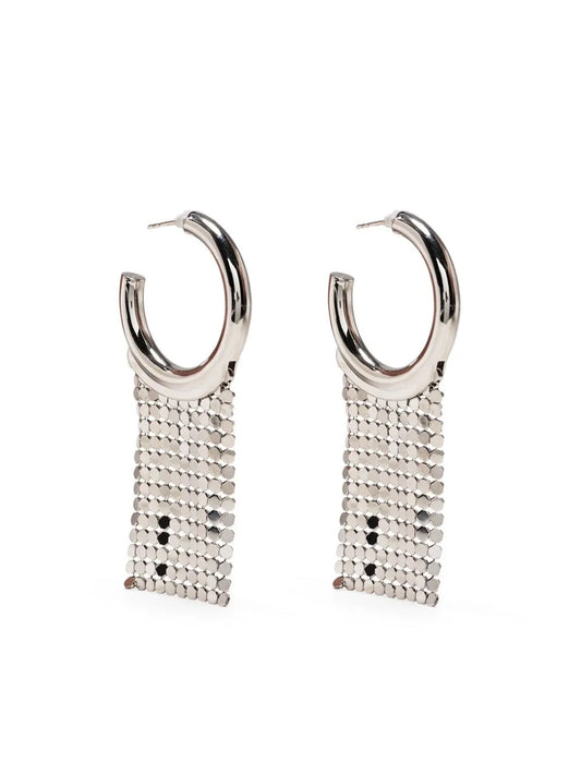 Rabanne mesh trimmed hoop earrings