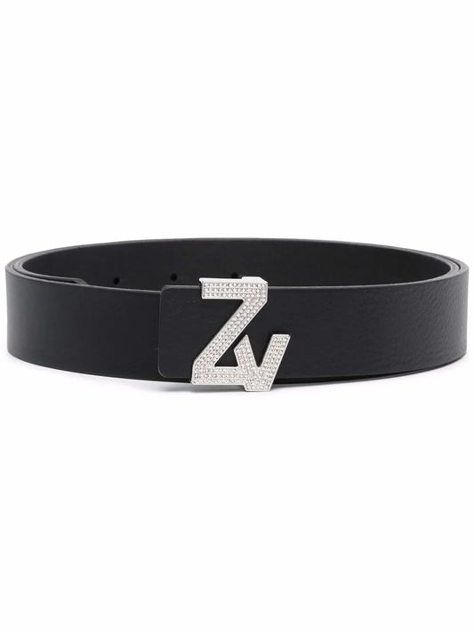 Zadig&Voltaire logo plaque leather belt