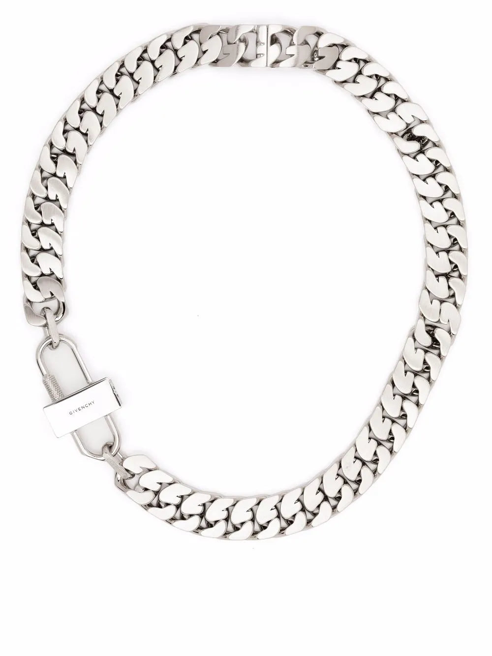 Givenchy silver tone curb chain necklace