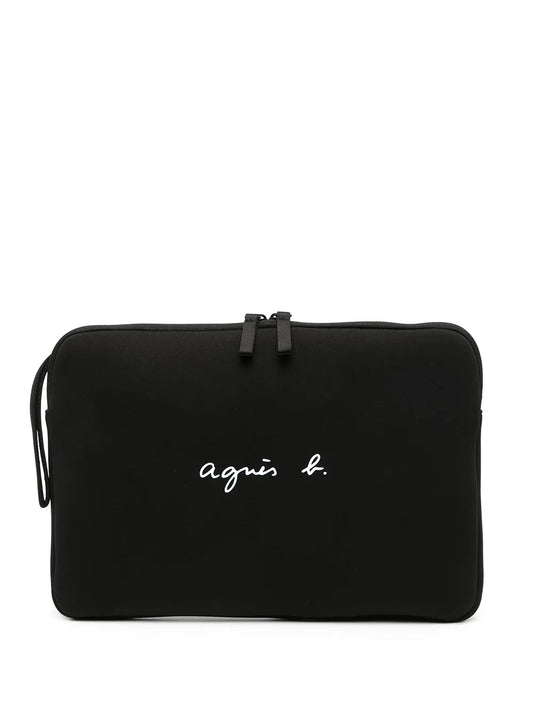 agnès b. logo print laptop bag