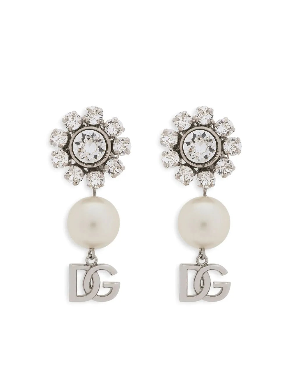 Dolce & Gabbana rhinestone and pearl logo earrings