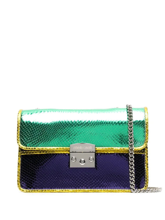 Roberto Cavalli metallic colour block crossbody bag
