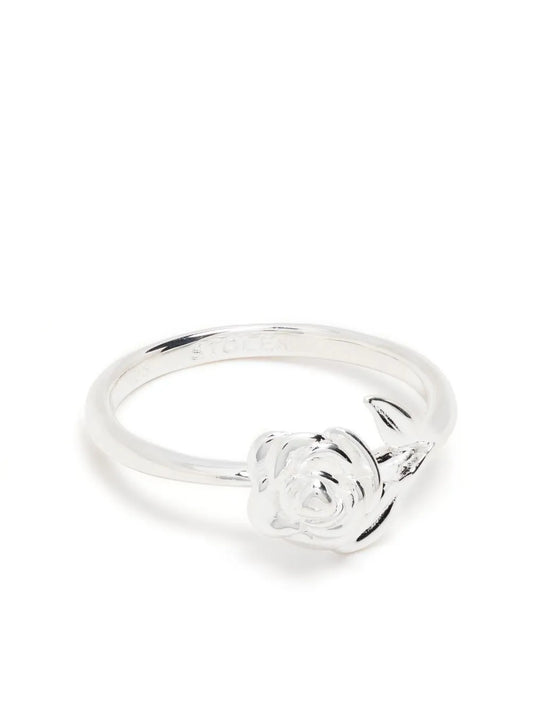 Stolen Girlfriends Club Stem Rose sterling silver ring