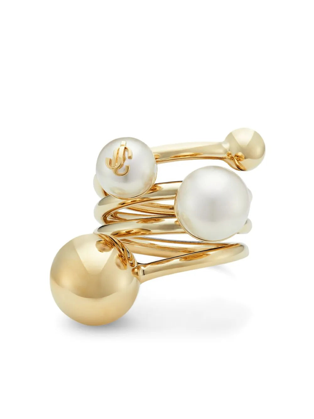 Jimmy Choo debossed logo multi pearl ring