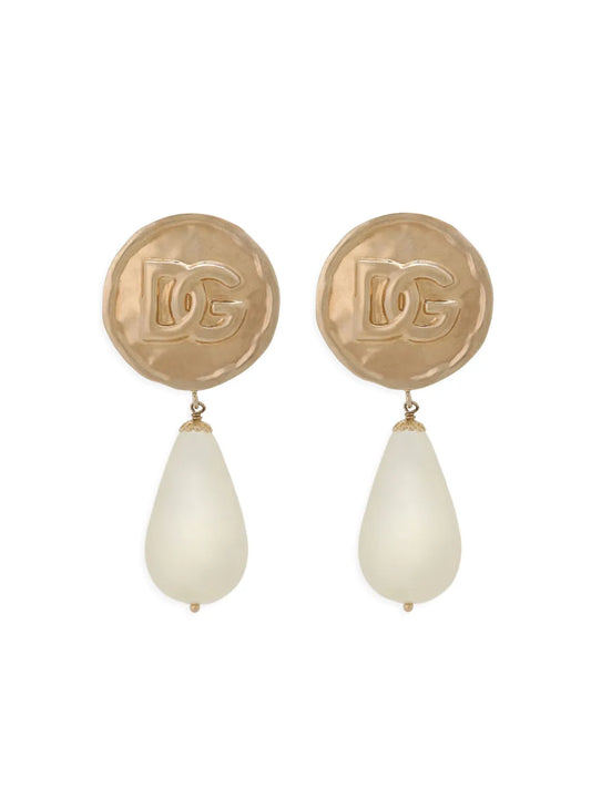 Dolce & Gabbana logo embossed drop earrings