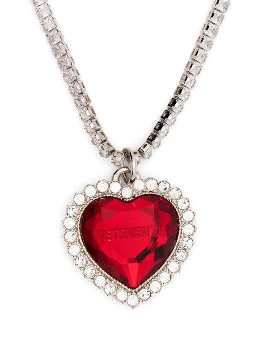 VETEMENTS crystal embellished heart pendant necklace