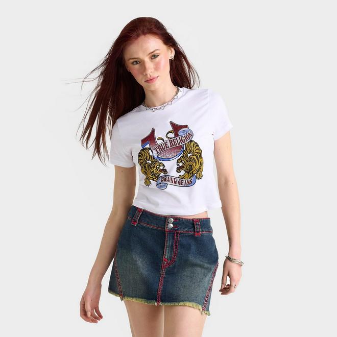 Women's True Religion Crystal Tiger Short-Sleeve T-Shirt