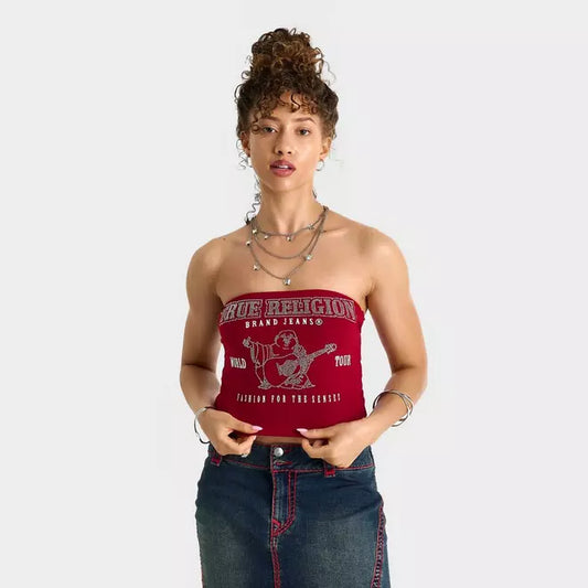 Women's True Religion Crystal Buddha Ribbed Tube Top