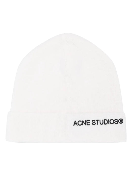 Acne Studios logo embroidered ribbed knit beanie