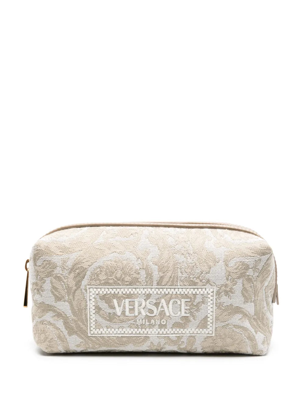 Versace embroidered logo jacquard toiletry bag