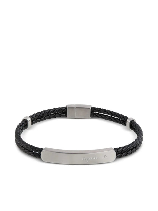 agnès b. logo engraved leather bracelet