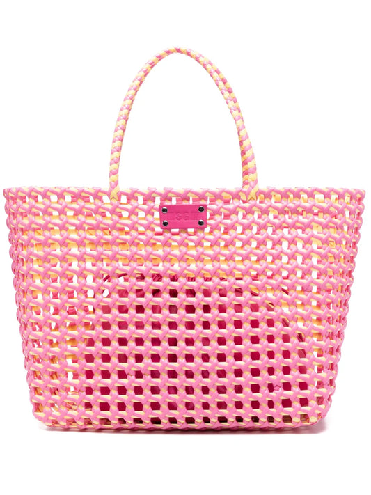 MSGM logo patch interwoven tote bag