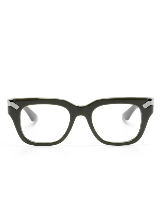 Alexander McQueen Eyewear logo engraved square frame glasses