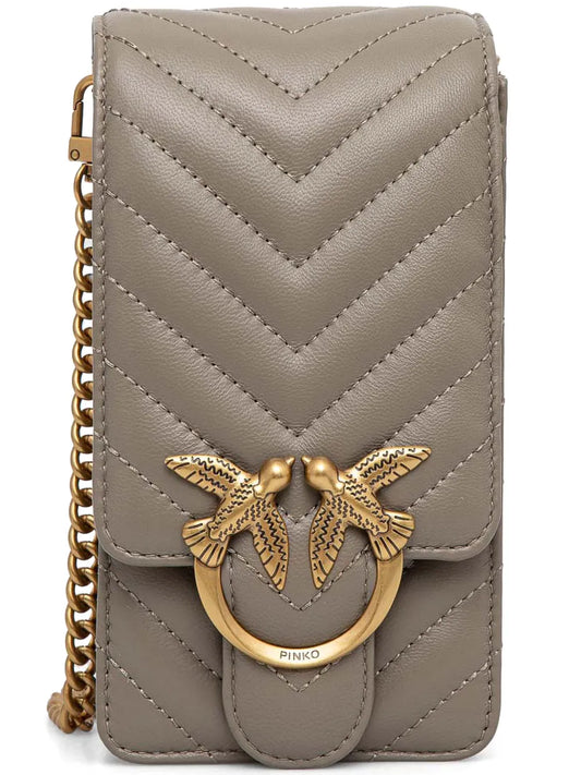 PINKO chevron quilting leather phone case