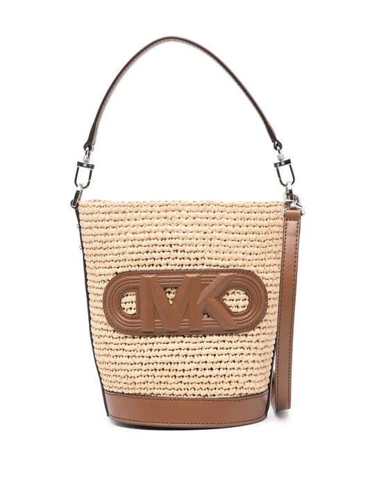 Michael Kors logo patch bucket bag