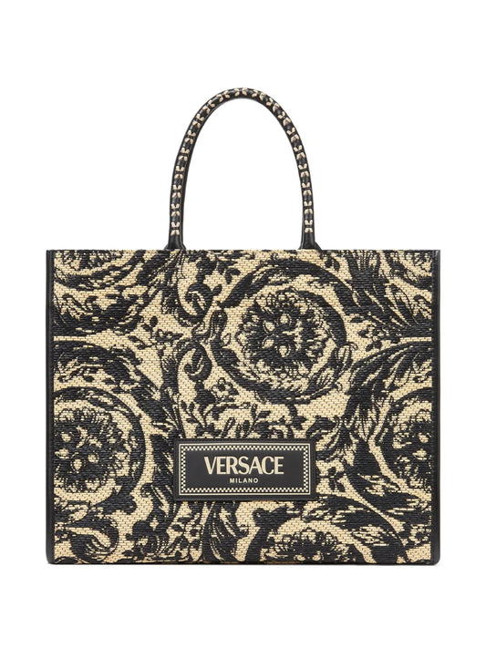 Versace large Barocco Athena raffia tote bag