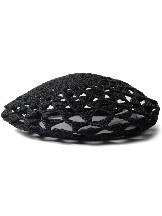 Prada woven raffia beret