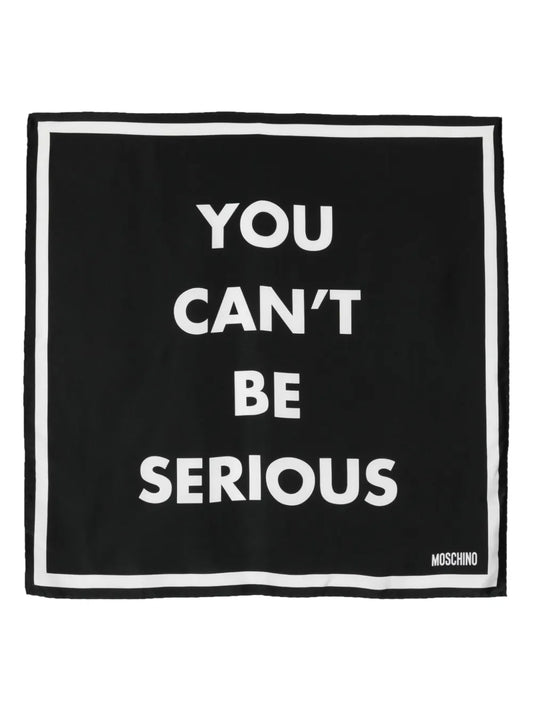 Moschino slogan print silk scarf