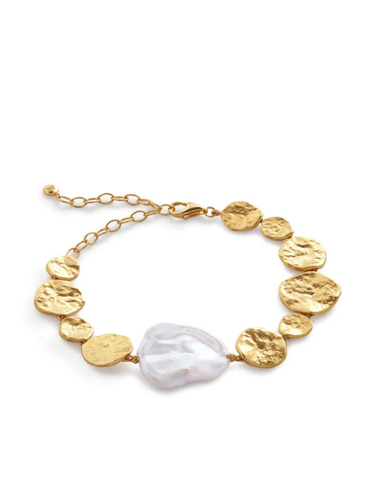 Monica Vinader Capri Keshi Pearl Disc bracelet