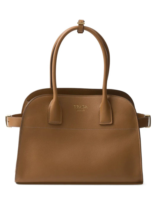 Prada logo lettering leather tote bag