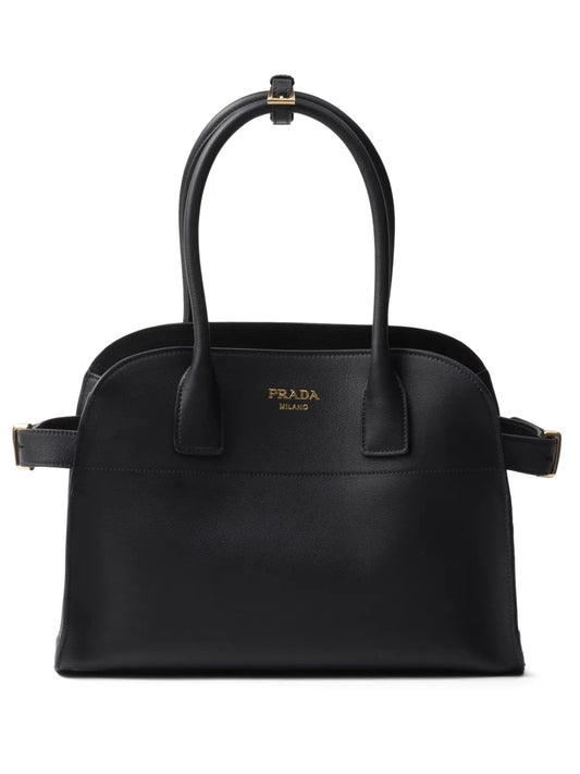 Prada logo lettering leather tote bag