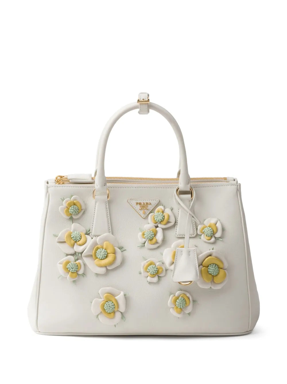 Prada large Galleria floral appliqué bag