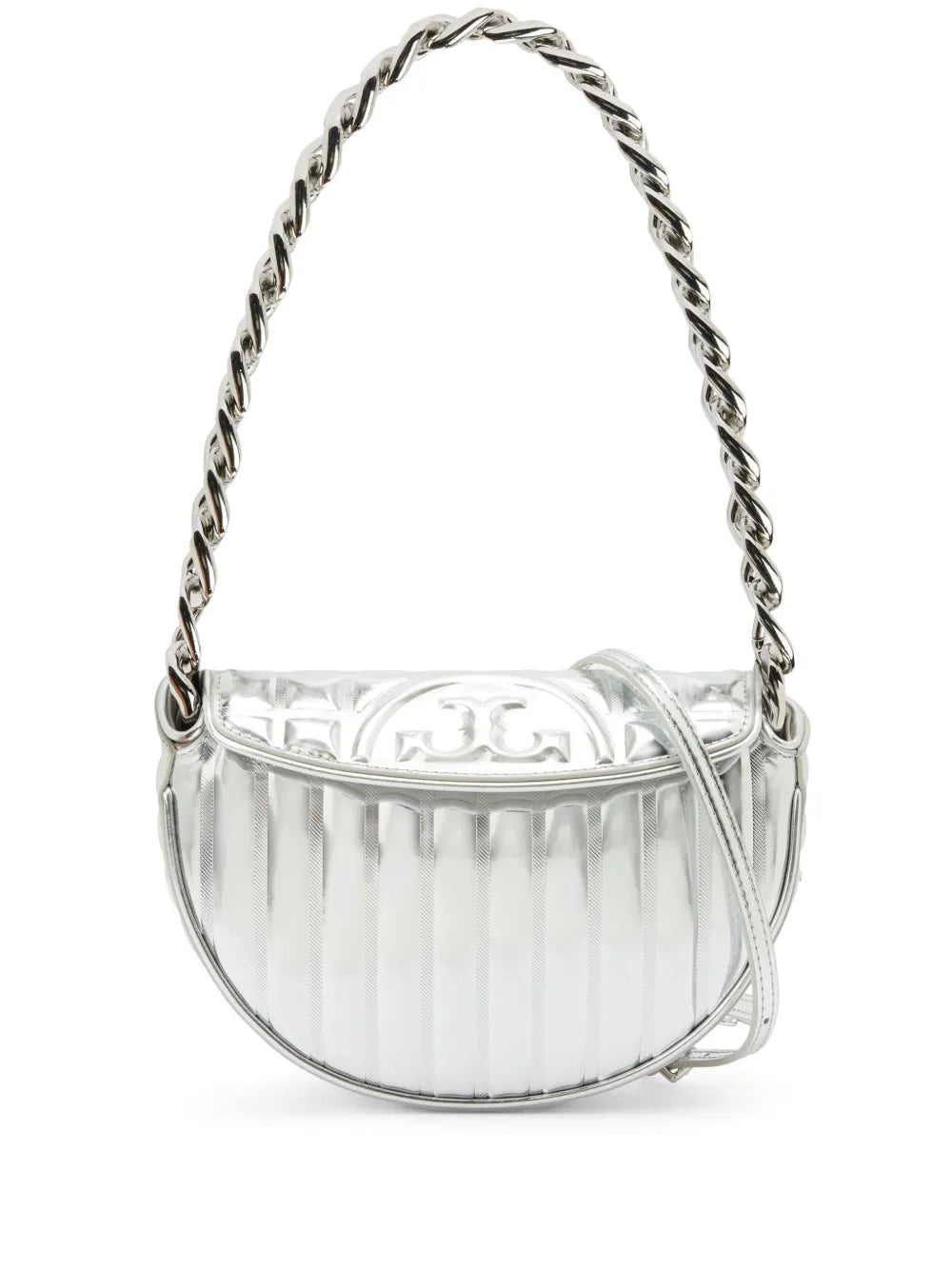 Tory Burch mini Fleming Metallic Quilt Crescent shoulder bag