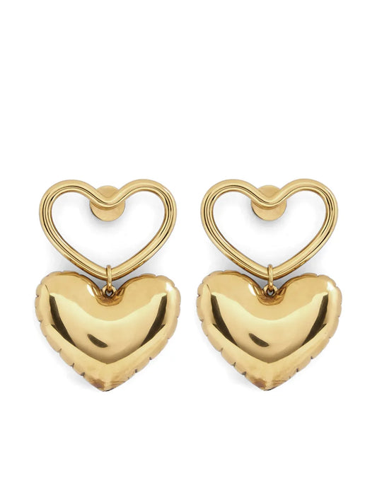 Nina Ricci heart charm dangle earrings