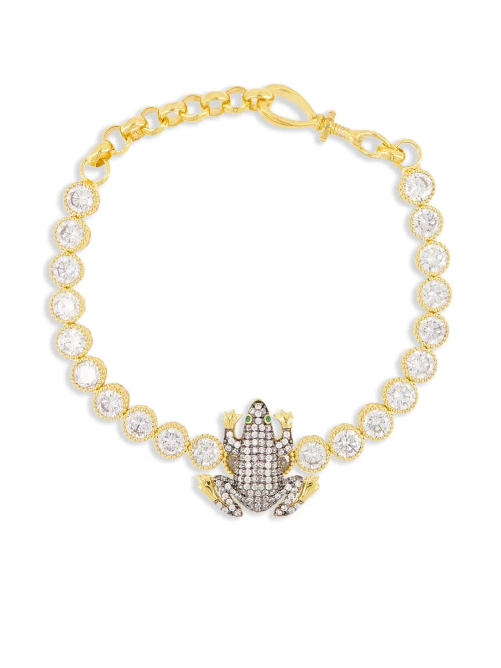 Begüm Khan frog charm tennis bracelet