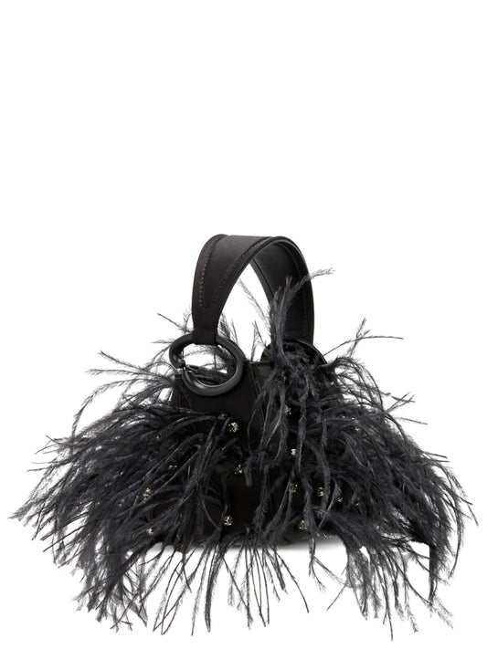 Oscar de la Renta nano O Handle ostrich feather bag