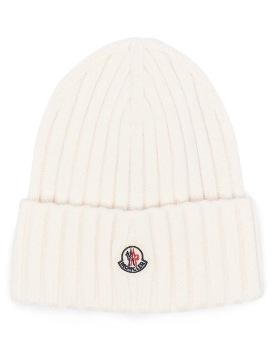 Moncler logo appliqué beanie hat
