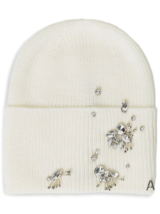 TWINSET rhinestone embellished rib knit beanie